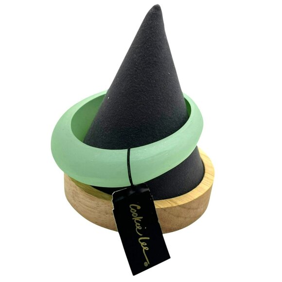 Vintage Cookie Lee Bracelet Bangle Green Chunky Asymmetrical NEW - Picture 2 of 7